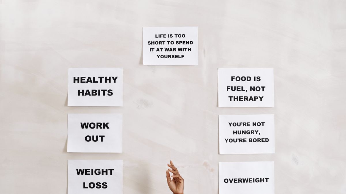 Collection of motivational quotes promoting healthy habits and mental well-being.